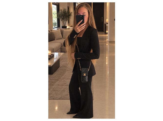 Chanel Classic Matelassé Borsa Cellulare Pelle Nera Marrone scuro - vista 6