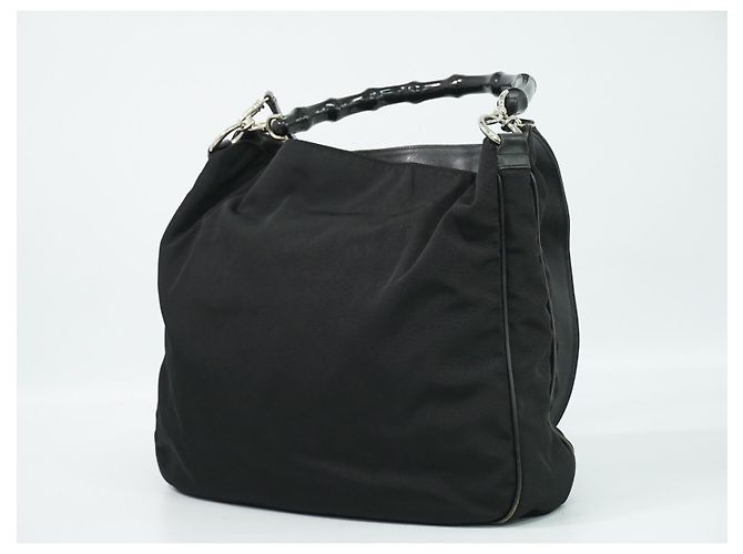 Gucci Vintage Bamboo Hobo Nylon Medium Schwarz - Ansicht 2