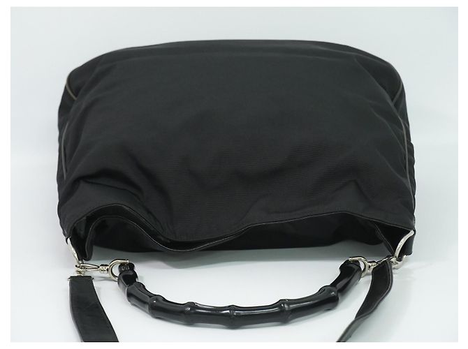 Gucci Vintage Bamboo Hobo Nylon Medium Schwarz - Ansicht 7