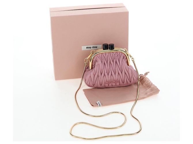 Borsa a tracolla Miu Miu Matelassé in pelle rosa oro autentica 204496SAM D'oro - vista 12