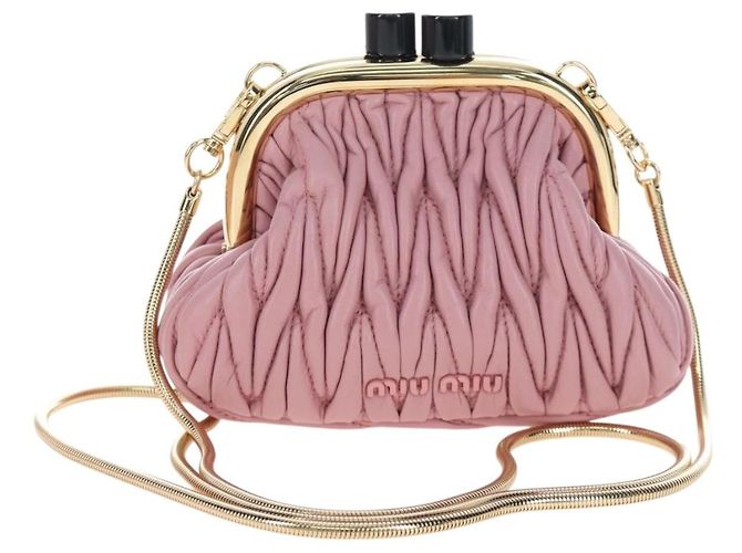 Borsa a tracolla Miu Miu Matelassé in pelle rosa oro autentica 204496SAM D'oro - vista 13