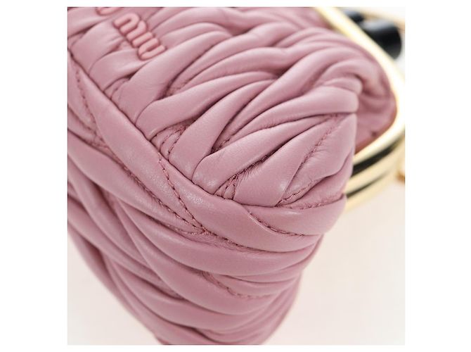Borsa a tracolla Miu Miu Matelassé in pelle rosa oro autentica 204496SAM D'oro - vista 16