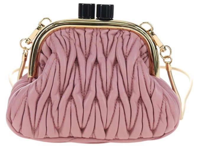 Borsa a tracolla Miu Miu Matelassé in pelle rosa oro autentica 204496SAM D'oro - vista 2