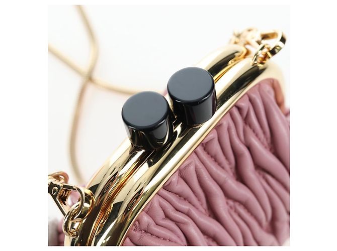 Borsa a tracolla Miu Miu Matelassé in pelle rosa oro autentica 204496SAM D'oro - vista 20