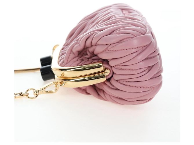 Borsa a tracolla Miu Miu Matelassé in pelle rosa oro autentica 204496SAM D'oro - vista 3
