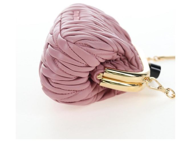 Borsa a tracolla Miu Miu Matelassé in pelle rosa oro autentica 204496SAM D'oro - vista 4