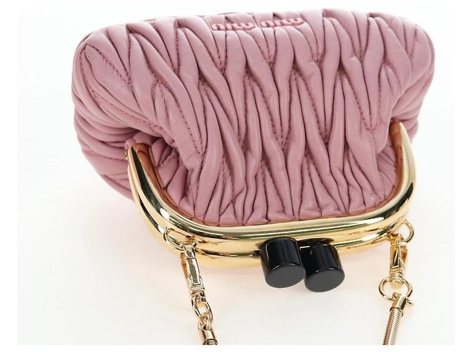 Borsa a tracolla Miu Miu Matelassé in pelle rosa oro autentica 204496SAM D'oro - vista 6