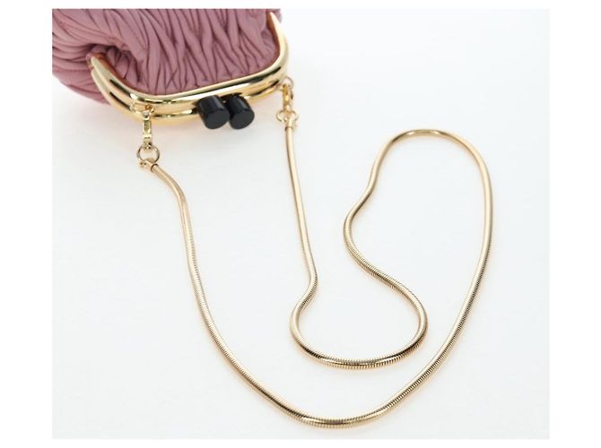 Borsa a tracolla Miu Miu Matelassé in pelle rosa oro autentica 204496SAM D'oro - vista 7