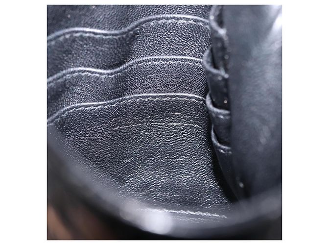 Borsa Christian Dior Chain Cannage in pelle verniciata nera argento Auth 205445V Nero - vista 15