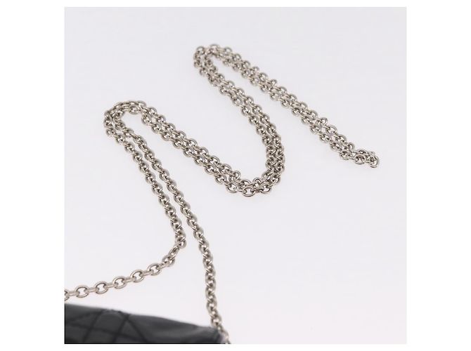Borsa Christian Dior Chain Cannage in pelle verniciata nera argento Auth 205445V Nero - vista 8