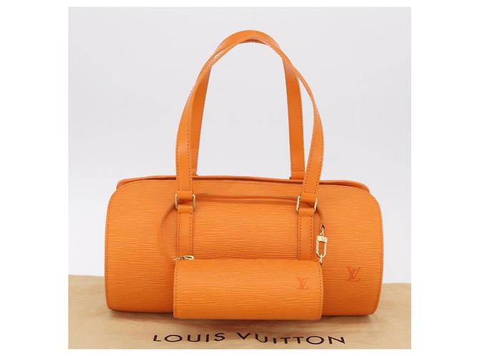 Borsa a mano LOUIS VUITTON Epi Soufflot Orange Mandarin M5222H LV Auth 167753SAM Arancione Grigio - vista 12