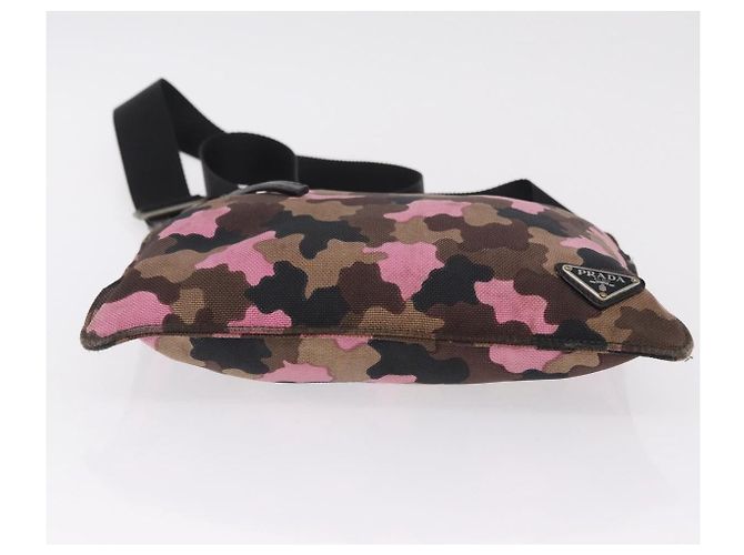 Bolso de hombro PRADA Canvas Camouflage Green Pink Auth bs37142 Rosa Verde - vista 14
