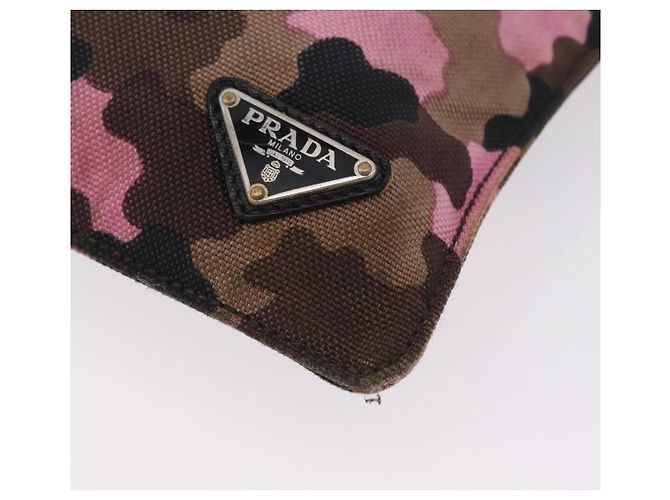 Bolso de hombro PRADA Canvas Camouflage Green Pink Auth bs37142 Rosa Verde - vista 16