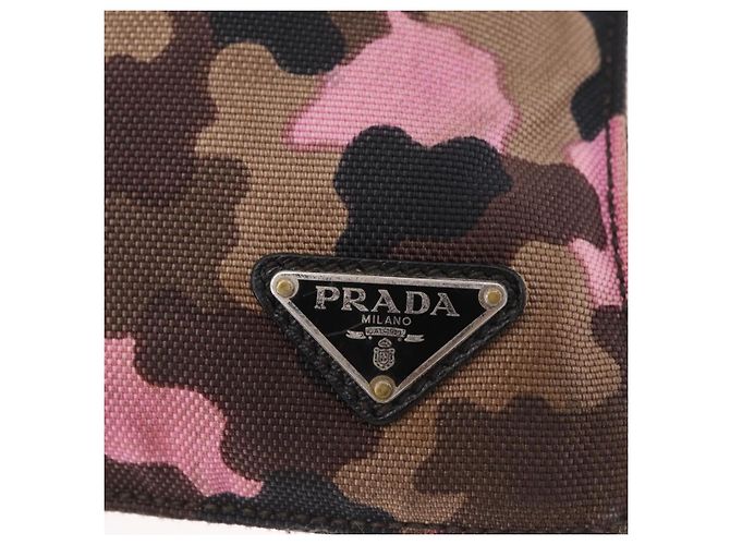 Bolso de hombro PRADA Canvas Camouflage Green Pink Auth bs37142 Rosa Verde - vista 19