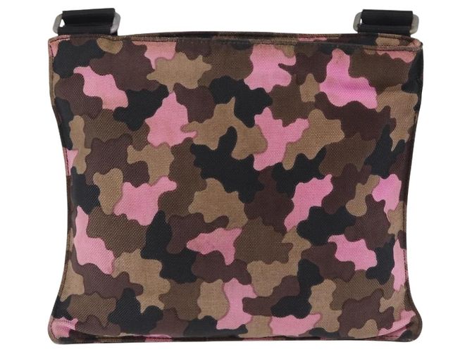 Bolso de hombro PRADA Canvas Camouflage Green Pink Auth bs37142 Rosa Verde - vista 4
