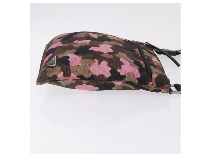 Bolso de hombro PRADA Canvas Camouflage Green Pink Auth bs37142 Rosa Verde - vista 6