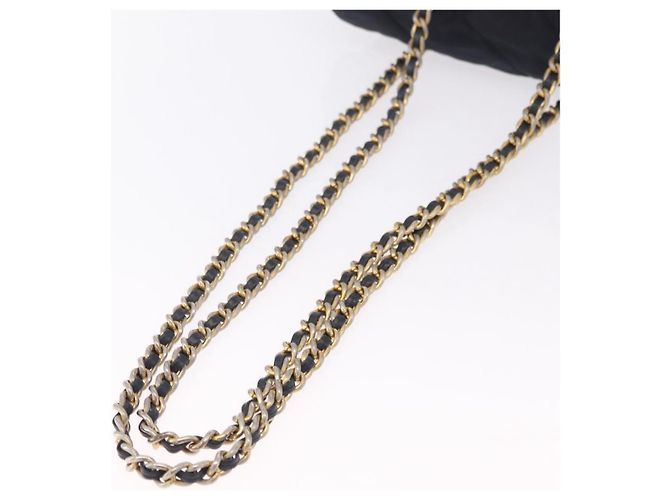 PRADA Chain Shoulder Bag Nylon Navy Gold Auth 206423 Golden Navy blue - view 9