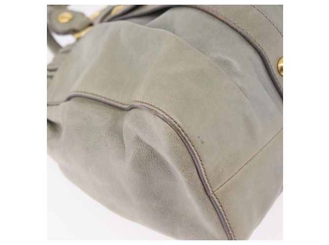 Miu Miu Handtasche Leder 2way Grau Gold Auth 167735M Braun Golden - Ansicht 19