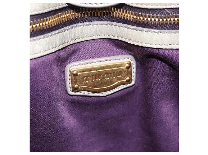 Miu Miu Handtasche Leder 2way Grau Gold Auth 167735M Braun Golden - Ansicht 22