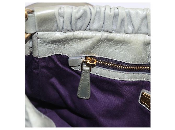 Miu Miu Handtasche Leder 2way Grau Gold Auth 167735M Braun Golden - Ansicht 25