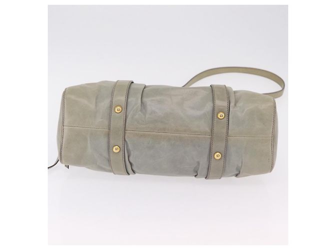Miu Miu Handtasche Leder 2way Grau Gold Auth 167735M Braun Golden - Ansicht 5