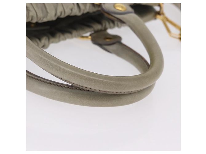 Miu Miu Handtasche Leder 2way Grau Gold Auth 167735M Braun Golden - Ansicht 7