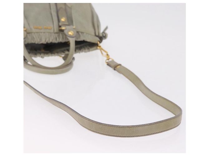 Miu Miu Handtasche Leder 2way Grau Gold Auth 167735M Braun Golden - Ansicht 9