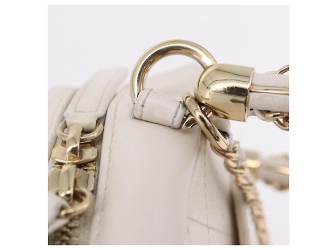 Borsa a mano CHANEL Matelasse con catena in pelle d'agnello 2way White Gold CC Auth 206465M Bianco D'oro - vista 10