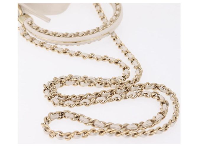 Borsa a mano CHANEL Matelasse con catena in pelle d'agnello 2way White Gold CC Auth 206465M Bianco D'oro - vista 12