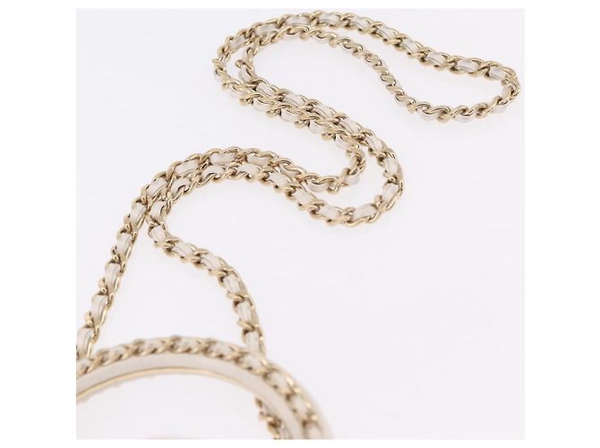 Borsa a mano CHANEL Matelasse con catena in pelle d'agnello 2way White Gold CC Auth 206465M Bianco D'oro - vista 13