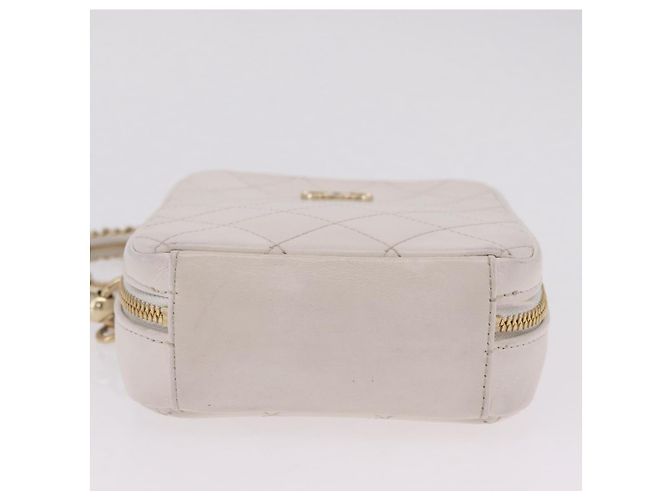 Borsa a mano CHANEL Matelasse con catena in pelle d'agnello 2way White Gold CC Auth 206465M Bianco D'oro - vista 14