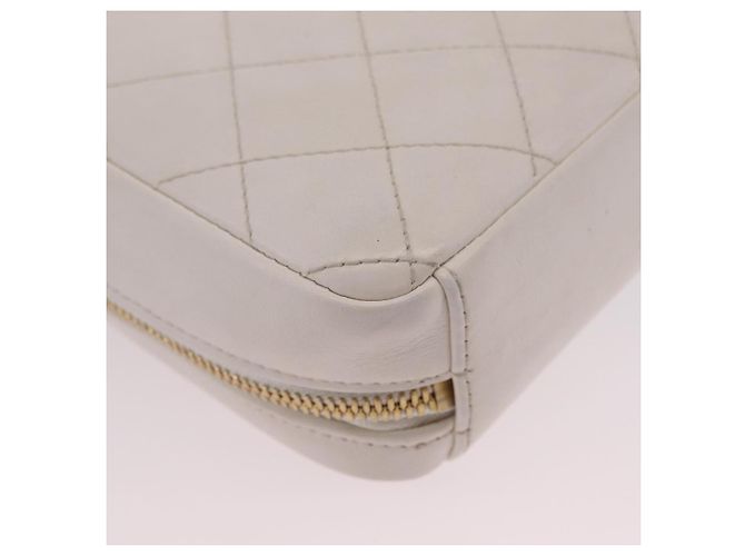Borsa a mano CHANEL Matelasse con catena in pelle d'agnello 2way White Gold CC Auth 206465M Bianco D'oro - vista 17