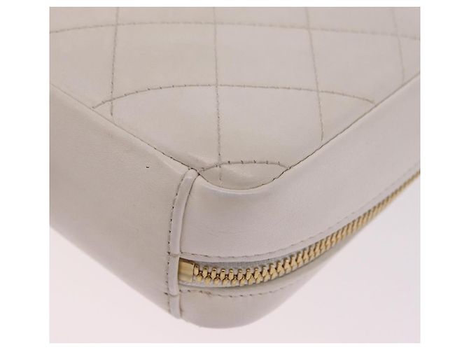 Borsa a mano CHANEL Matelasse con catena in pelle d'agnello 2way White Gold CC Auth 206465M Bianco D'oro - vista 18