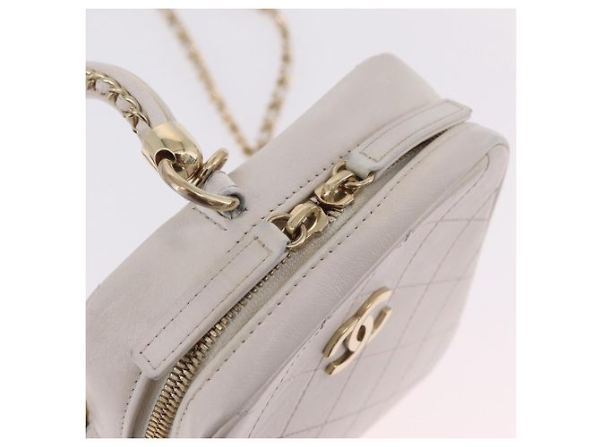 Borsa a mano CHANEL Matelasse con catena in pelle d'agnello 2way White Gold CC Auth 206465M Bianco D'oro - vista 20
