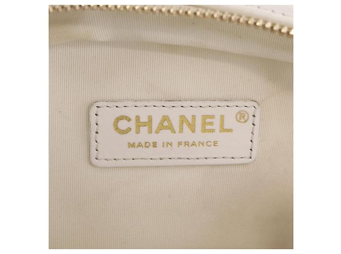 Borsa a mano CHANEL Matelasse con catena in pelle d'agnello 2way White Gold CC Auth 206465M Bianco D'oro - vista 22
