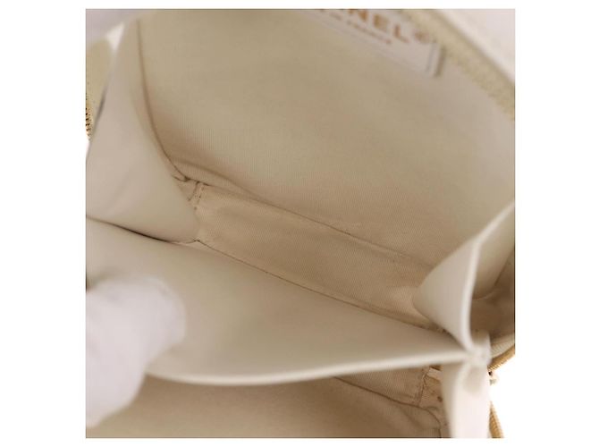 Borsa a mano CHANEL Matelasse con catena in pelle d'agnello 2way White Gold CC Auth 206465M Bianco D'oro - vista 26