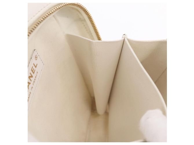 Borsa a mano CHANEL Matelasse con catena in pelle d'agnello 2way White Gold CC Auth 206465M Bianco D'oro - vista 28