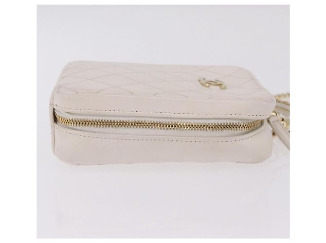 Borsa a mano CHANEL Matelasse con catena in pelle d'agnello 2way White Gold CC Auth 206465M Bianco D'oro - vista 4