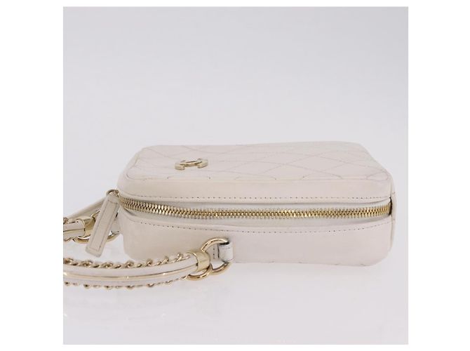 Borsa a mano CHANEL Matelasse con catena in pelle d'agnello 2way White Gold CC Auth 206465M Bianco D'oro - vista 5