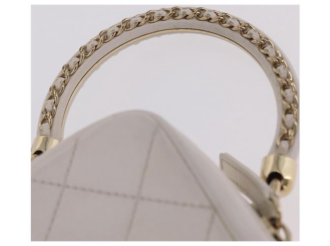 Borsa a mano CHANEL Matelasse con catena in pelle d'agnello 2way White Gold CC Auth 206465M Bianco D'oro - vista 8