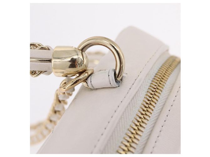 Borsa a mano CHANEL Matelasse con catena in pelle d'agnello 2way White Gold CC Auth 206465M Bianco D'oro - vista 9