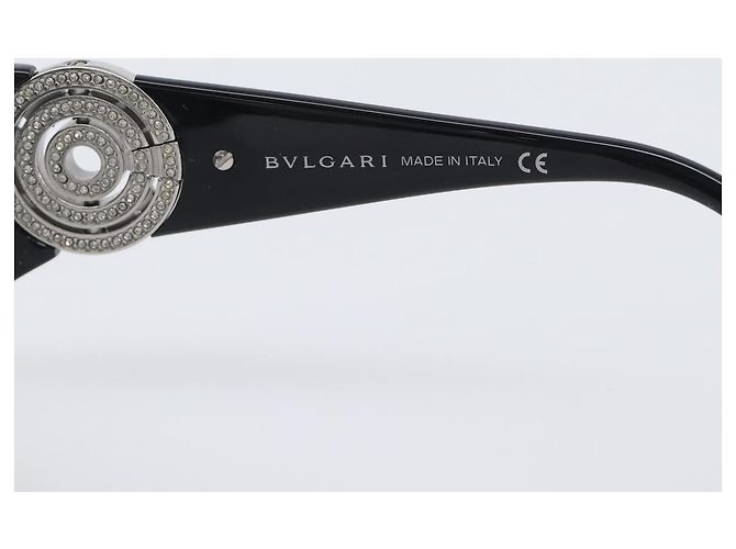 Bulgari Occhiali da sole BVLGARI Plastica Nero Argento Auth BA16227 - vista 10