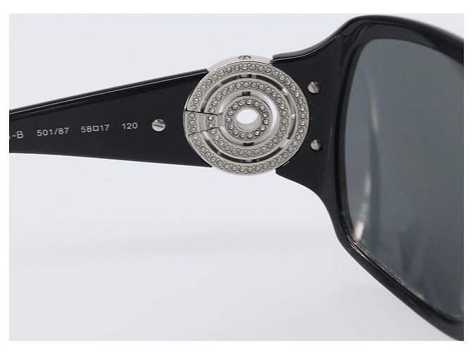 Bulgari Occhiali da sole BVLGARI Plastica Nero Argento Auth BA16227 - vista 13