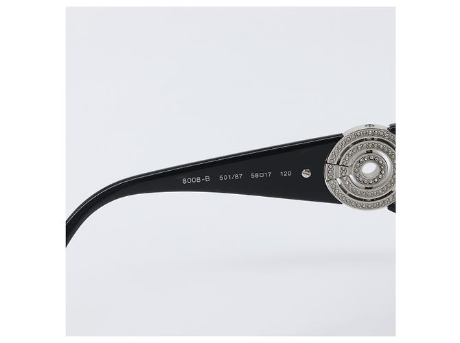 Bulgari Occhiali da sole BVLGARI Plastica Nero Argento Auth BA16227 - vista 14