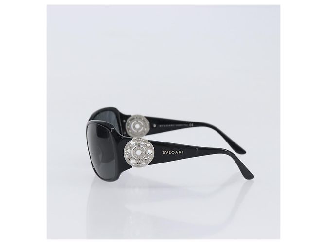 Bulgari Occhiali da sole BVLGARI Plastica Nero Argento Auth BA16227 - vista 4