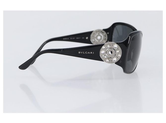 Bulgari Occhiali da sole BVLGARI Plastica Nero Argento Auth BA16227 - vista 5