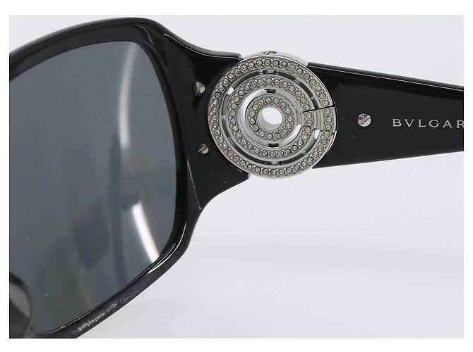 Bulgari Occhiali da sole BVLGARI Plastica Nero Argento Auth BA16227 - vista 9