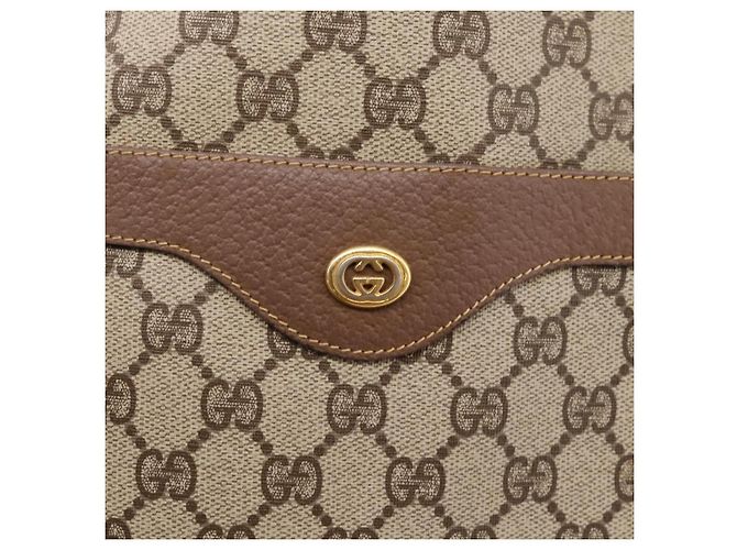 Borsa GUCCI GG Supreme Web Sherry Line PVC Beige Gold 002 58 6487 Auth 207465A D'oro - vista 14