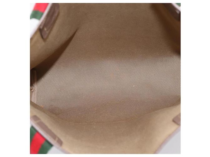 Borsa GUCCI GG Supreme Web Sherry Line PVC Beige Gold 002 58 6487 Auth 207465A D'oro - vista 16