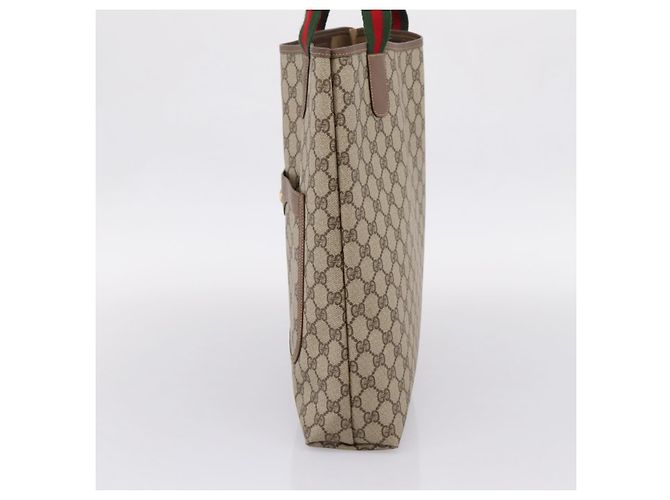Borsa GUCCI GG Supreme Web Sherry Line PVC Beige Gold 002 58 6487 Auth 207465A D'oro - vista 5